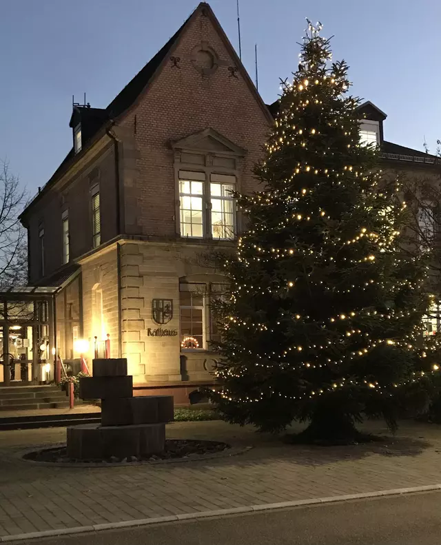 Weihnachtsbaum vor dem Rathaus Ubstadt-Weiher 